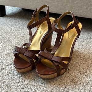 Vintage Guess Wedge Heels- Brown Color- Size 7 1/2